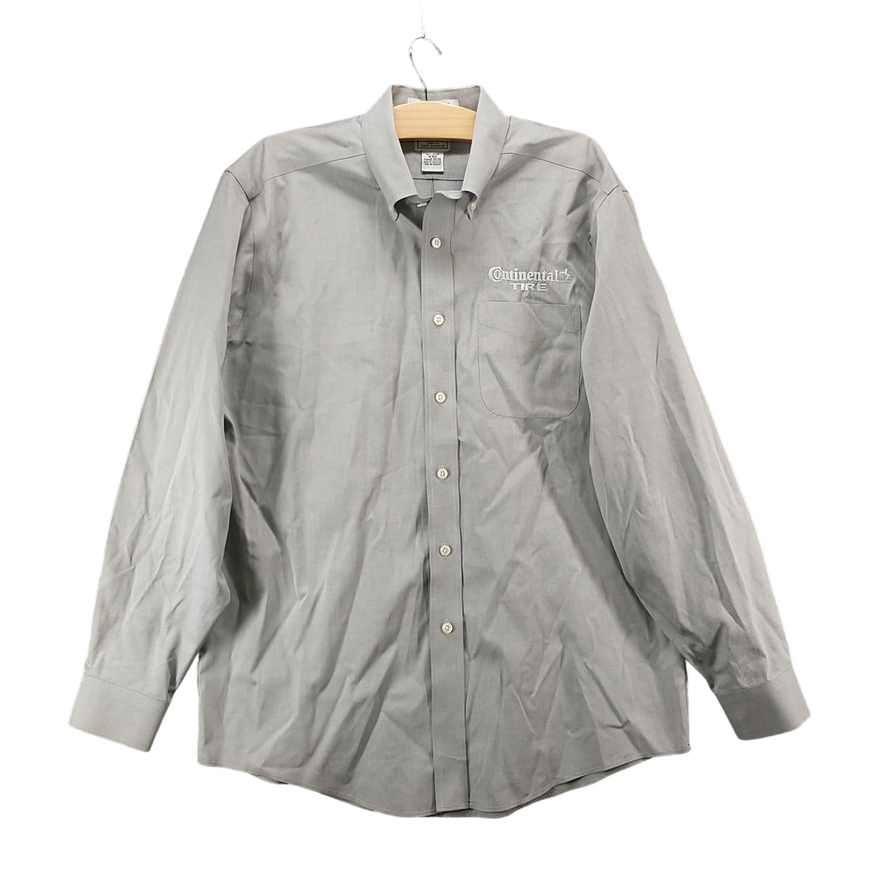 L.L. Bean Men's Wrinkle Resistant Button-Down Shirt M Gray Continental Tire Logo